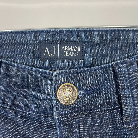 AJ Armani Jeans Women's Size 31 Dark Blue Wash Mid Rise Straight Leg Denim - Picture 5 of 16